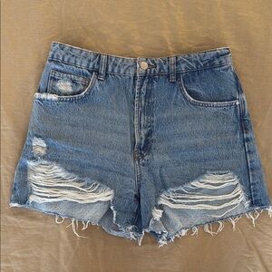 Zara High Waist Blue Jean Shorts